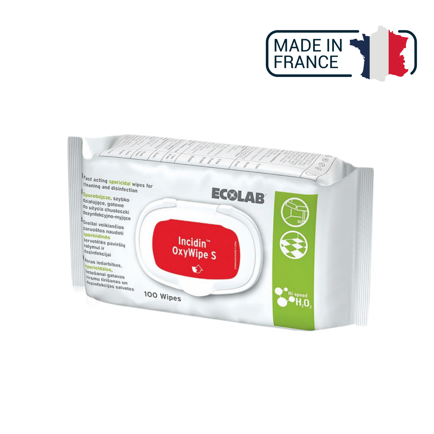 Sachet de 100 lingettes Incidin Oxywipe S - Ecolab by Anios