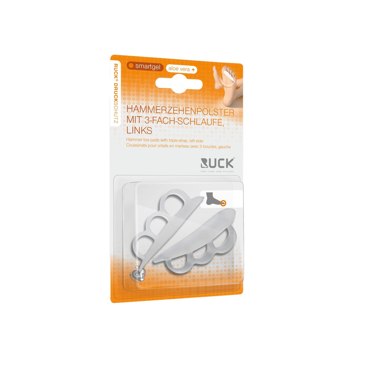 Protection pour orteil en gel - 3 boucles flexibles - 2 pièces  - Ruck