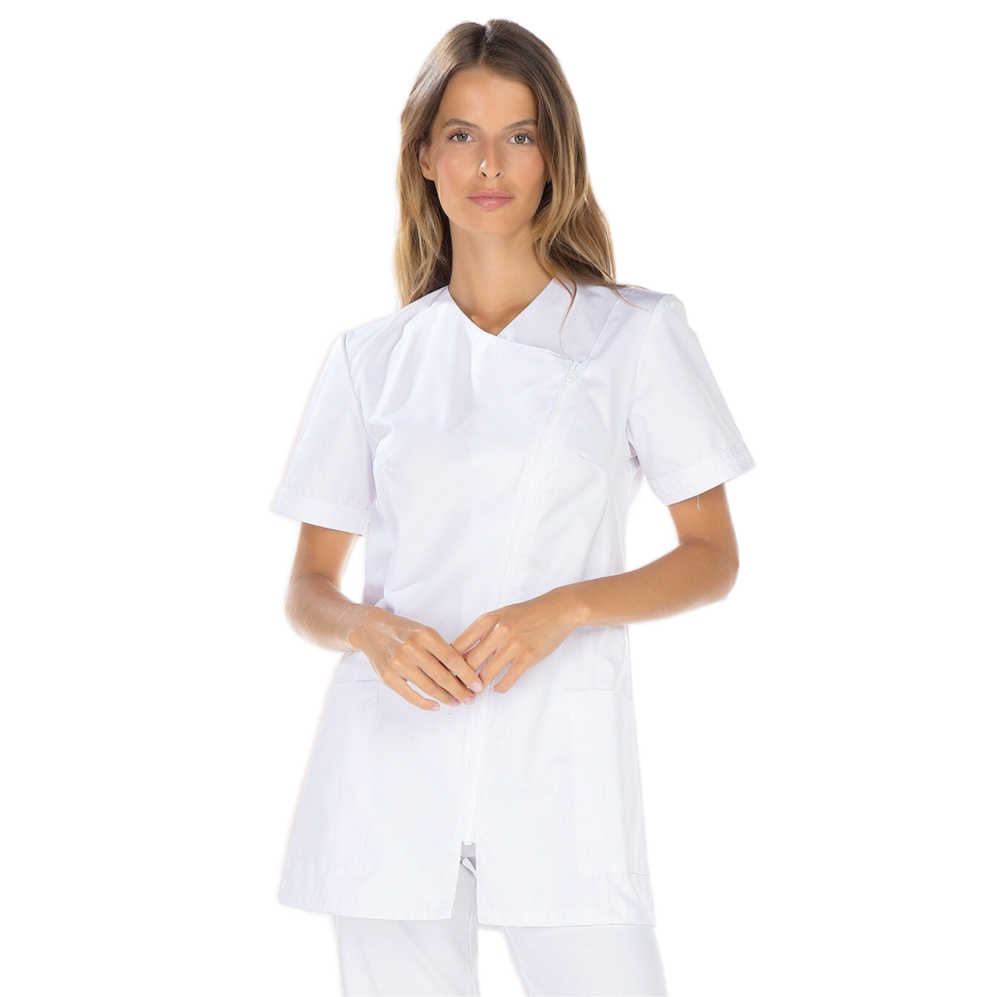 Emilie - Tunique - Fermeture ZIP - Manches courtes - Femme - 75 cm