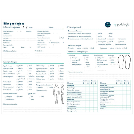 Examination sheets - Pack of 50, 100 or 200 - Essential by My Podologie